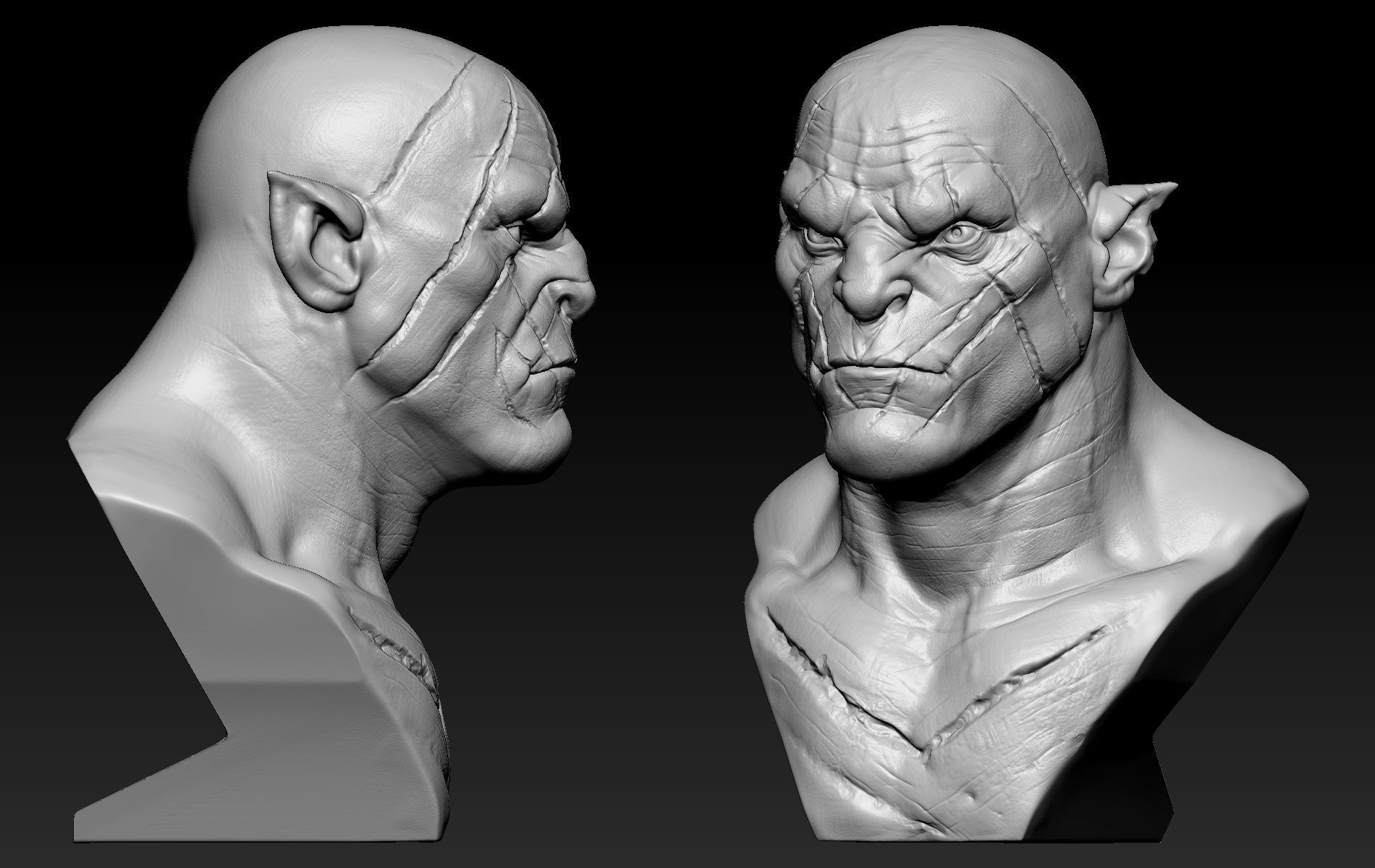 Azog Bust  3D print model_9