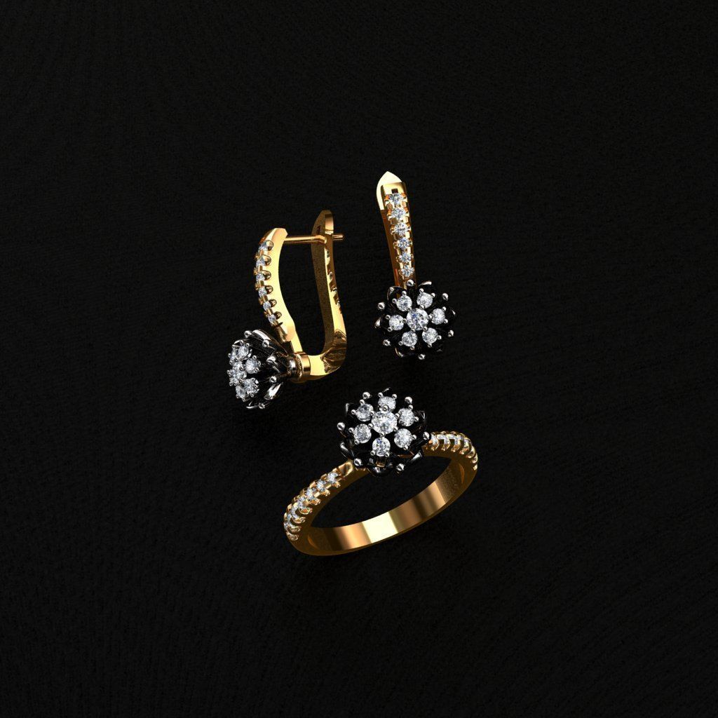 Ring and Earrings  3D print model_7