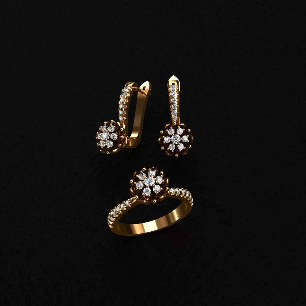 Ring and Earrings  3D print model_0