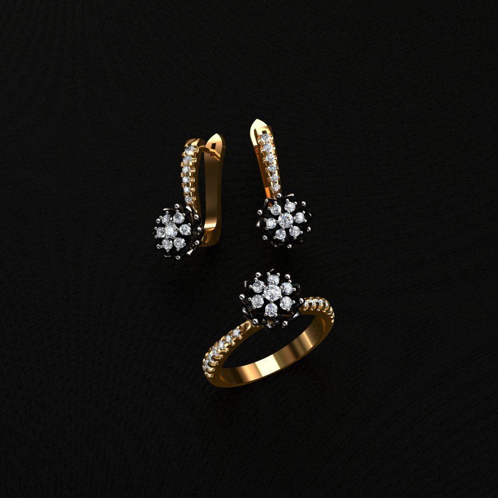 Ring and Earrings  3D print model_3