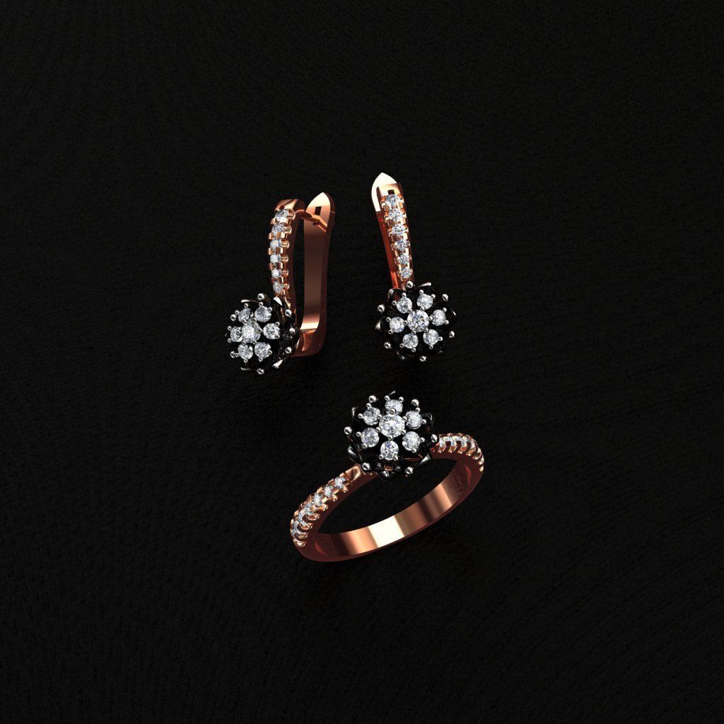 Ring and Earrings  3D print model_4