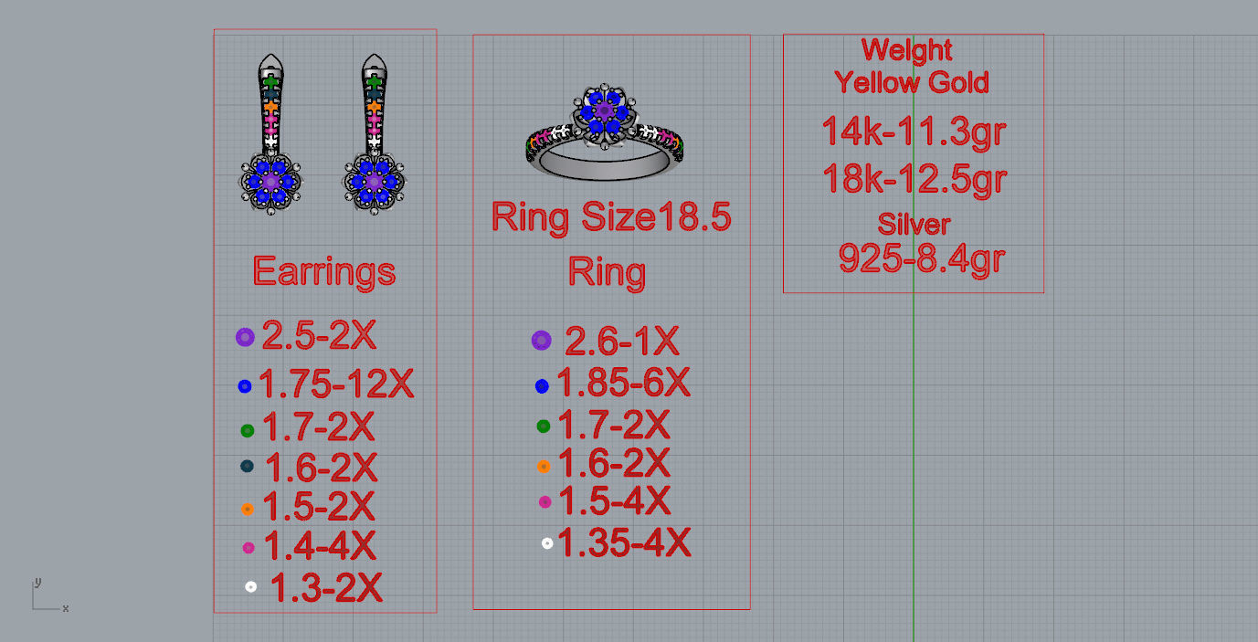 Ring and Earrings  3D print model_8
