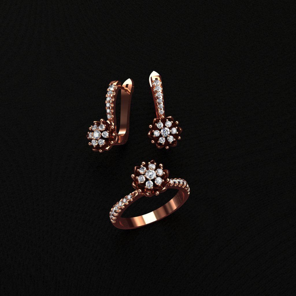 Ring and Earrings  3D print model_2
