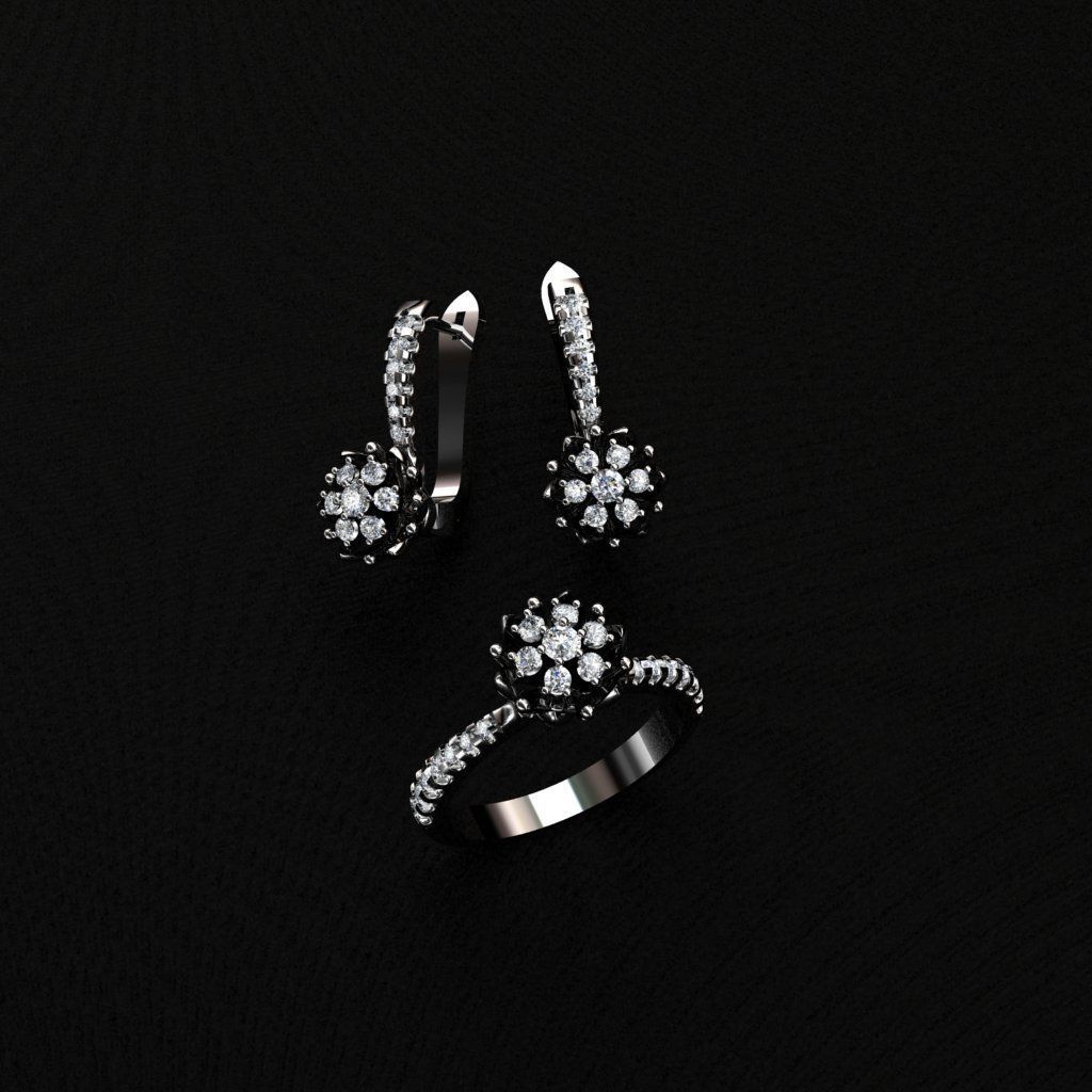 Ring and Earrings  3D print model_1