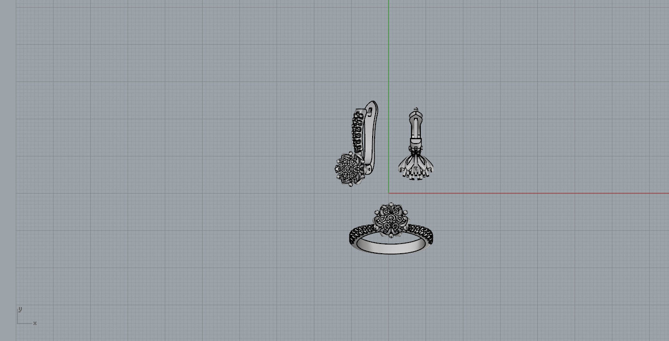 Ring and Earrings  3D print model_19