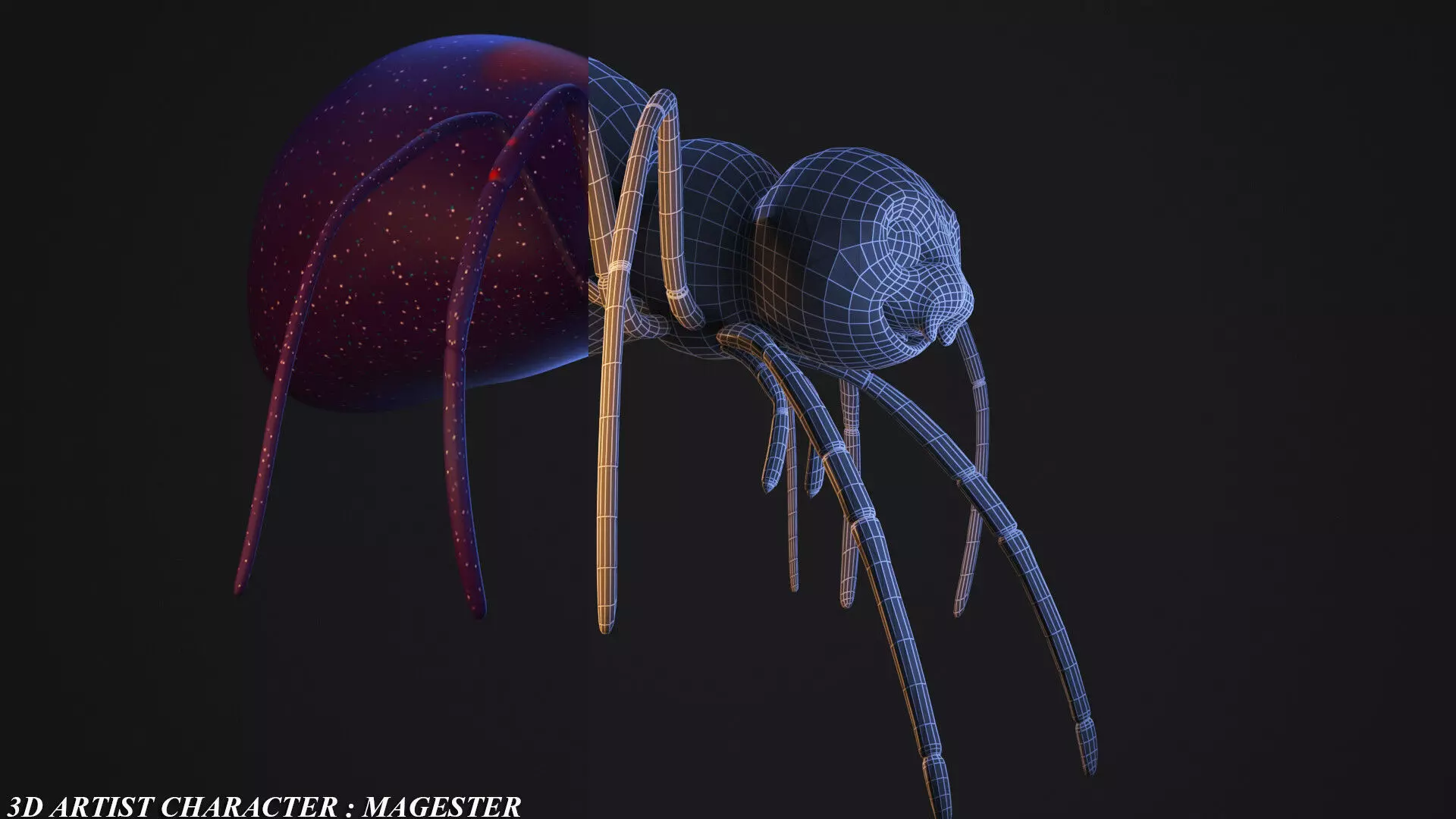 cartoon spider Low-poly 3D model