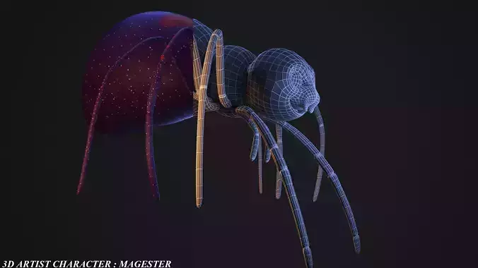 cartoon spider Low-poly 3D model