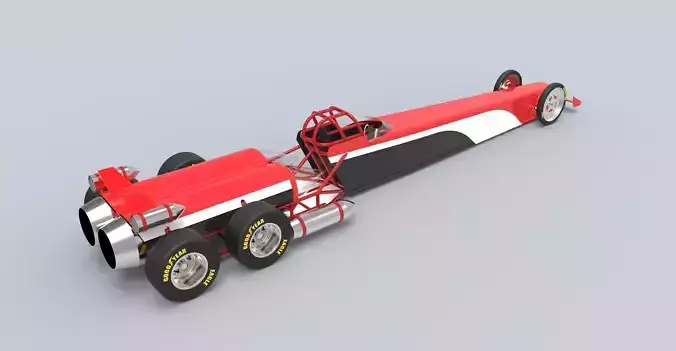 Twin-engined jet dragster 3D model