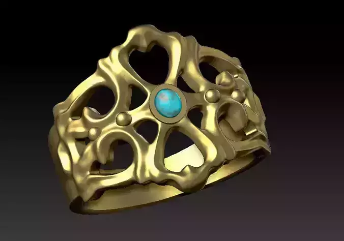 Artistic Ring Turquoise Zbrush 3d Print