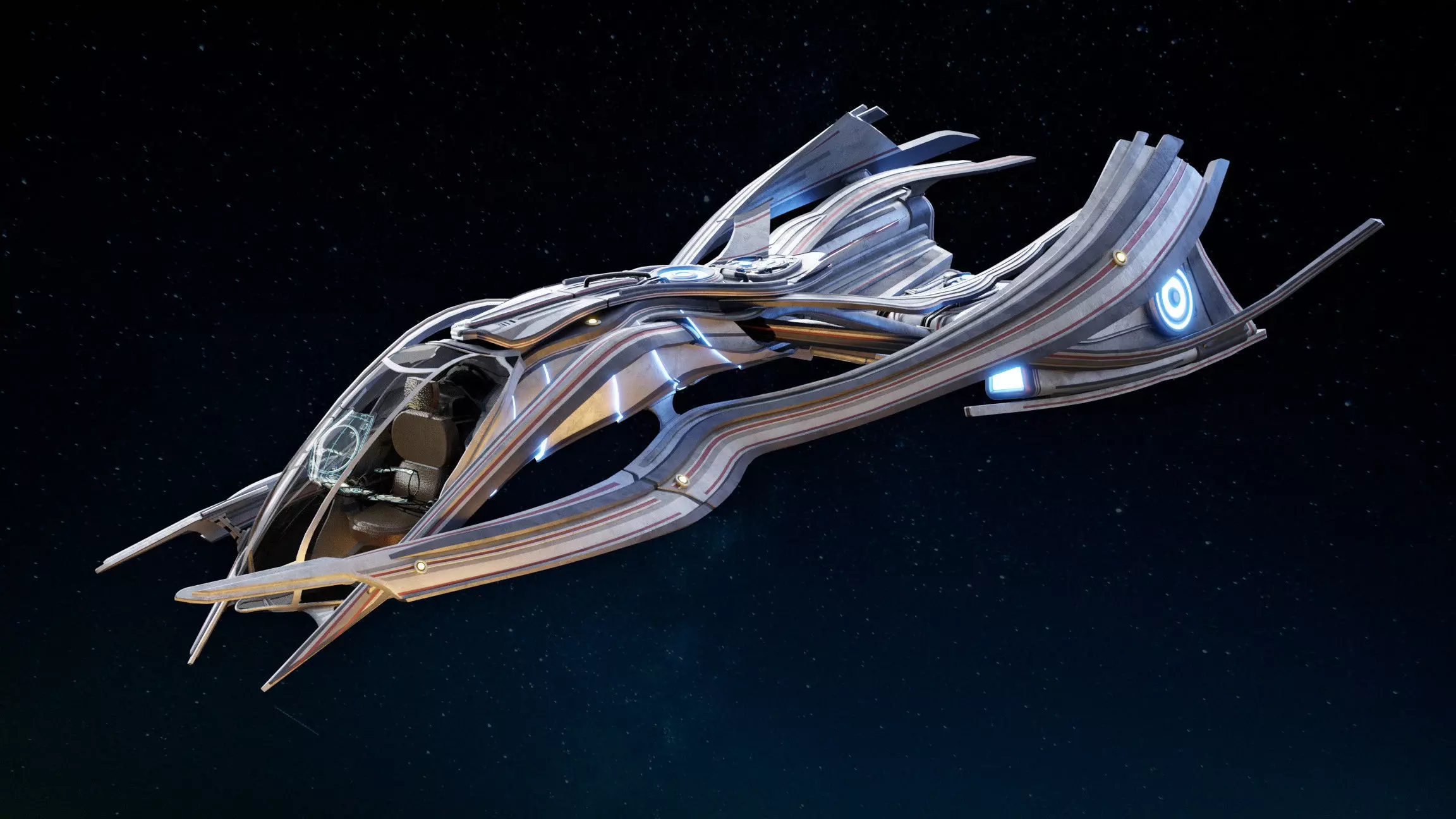 Gemini small Sci Fi starship 3D model