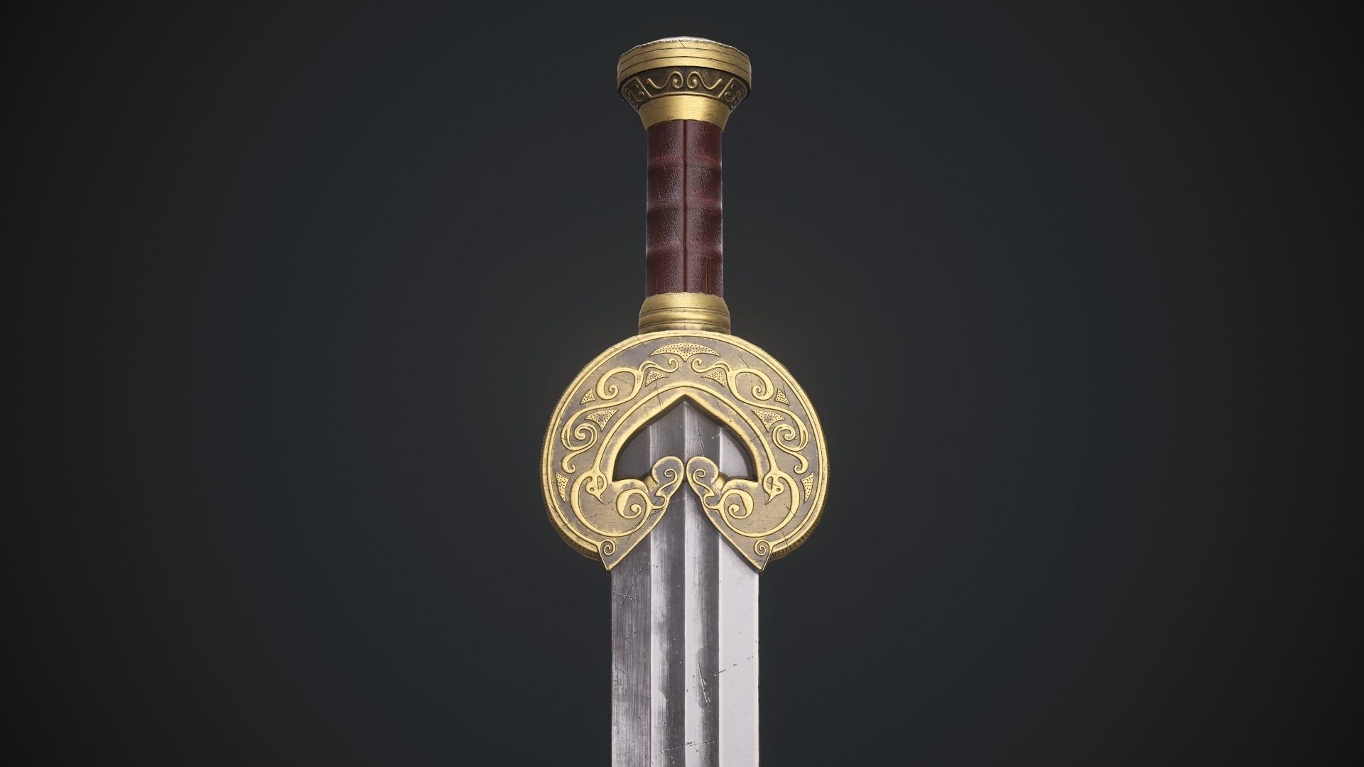 herugrim sword from The lord of the rings Low-poly 3D model_11