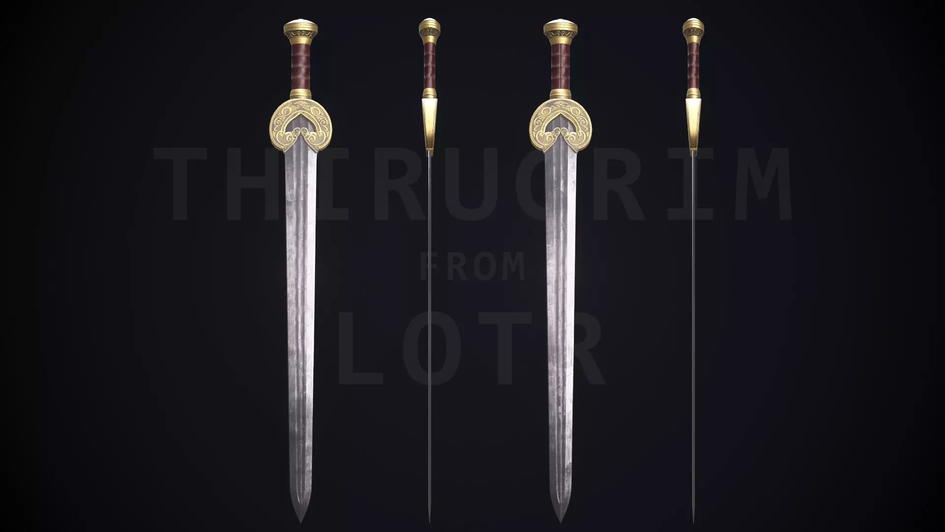 herugrim sword from The lord of the rings Low-poly 3D model_0