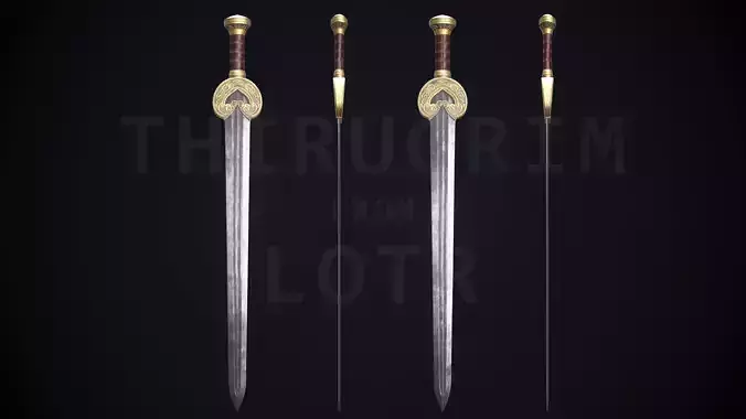 herugrim sword from The lord of the rings Low-poly 3D model