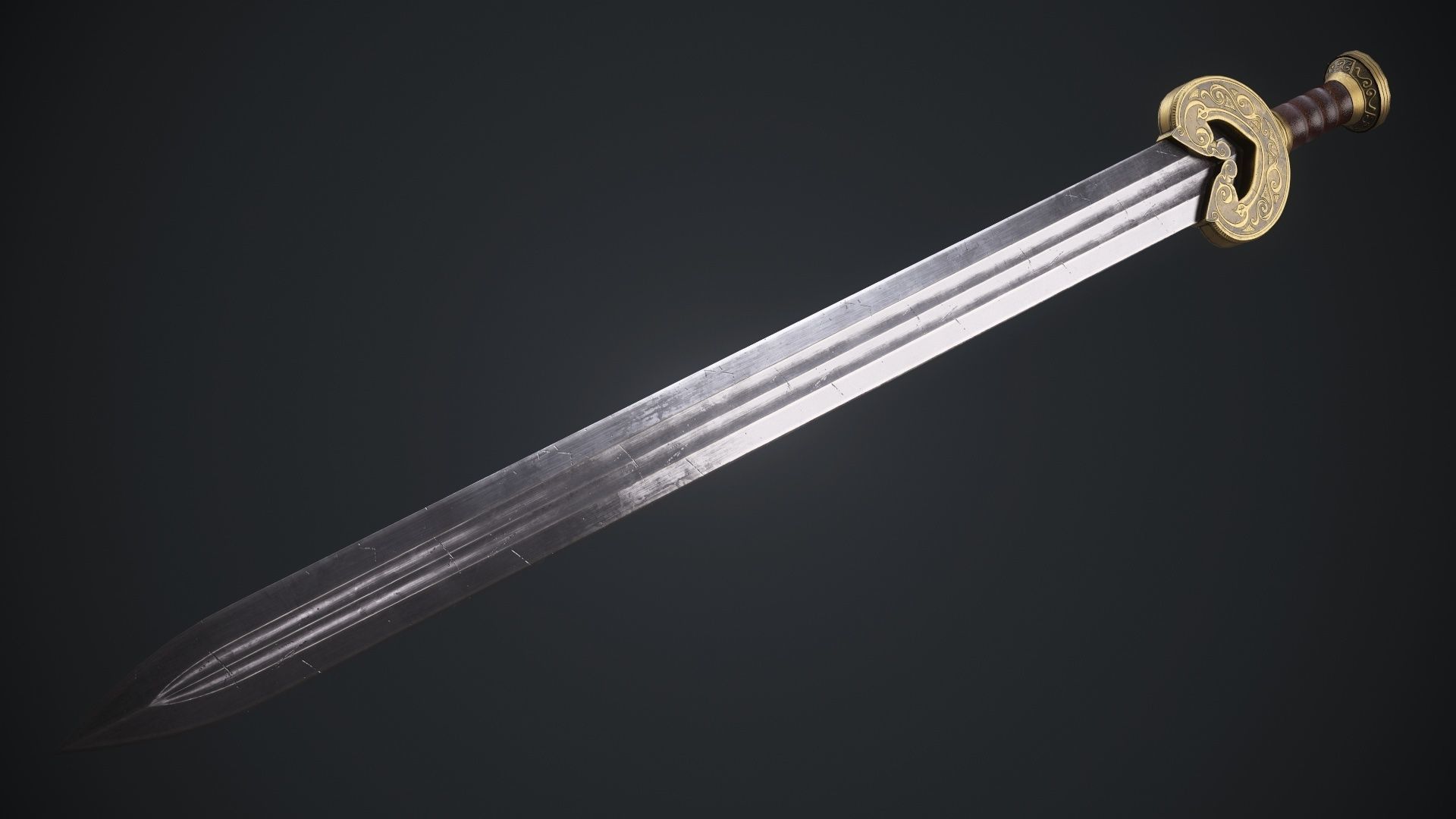 herugrim sword from The lord of the rings Low-poly 3D model_13