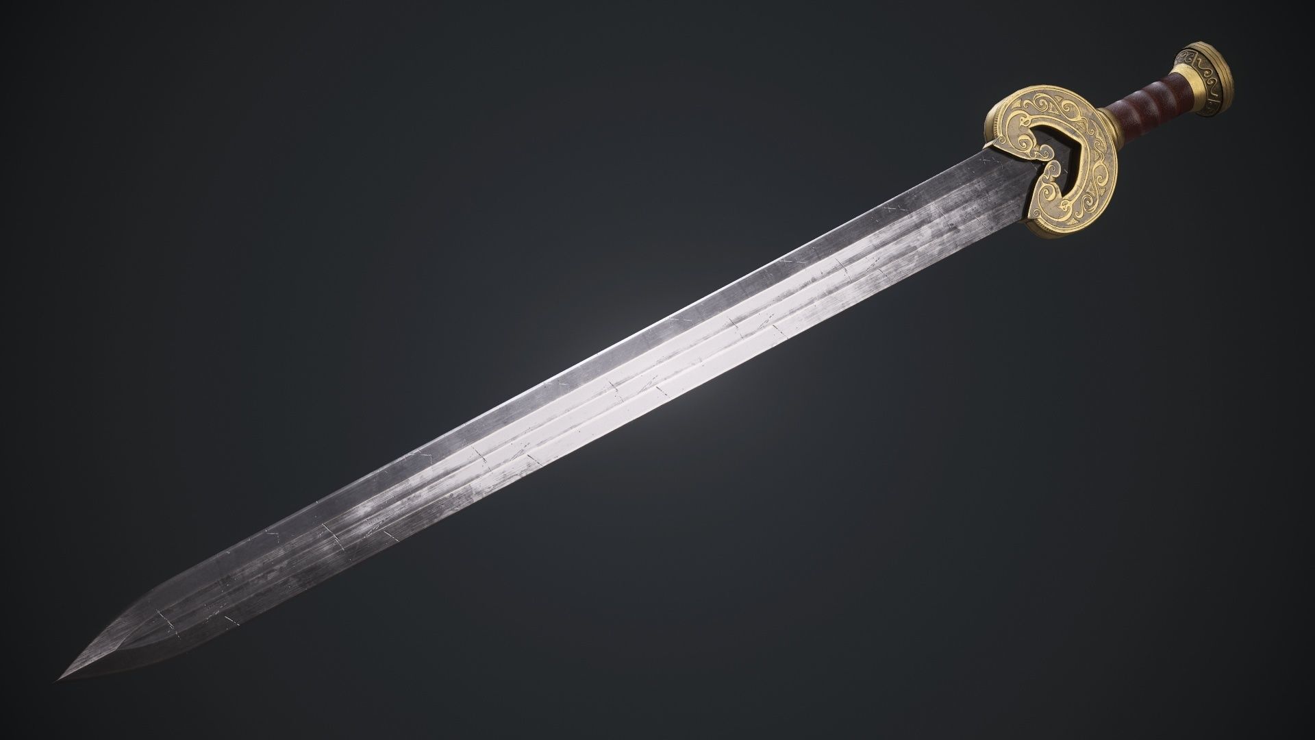 herugrim sword from The lord of the rings Low-poly 3D model_15