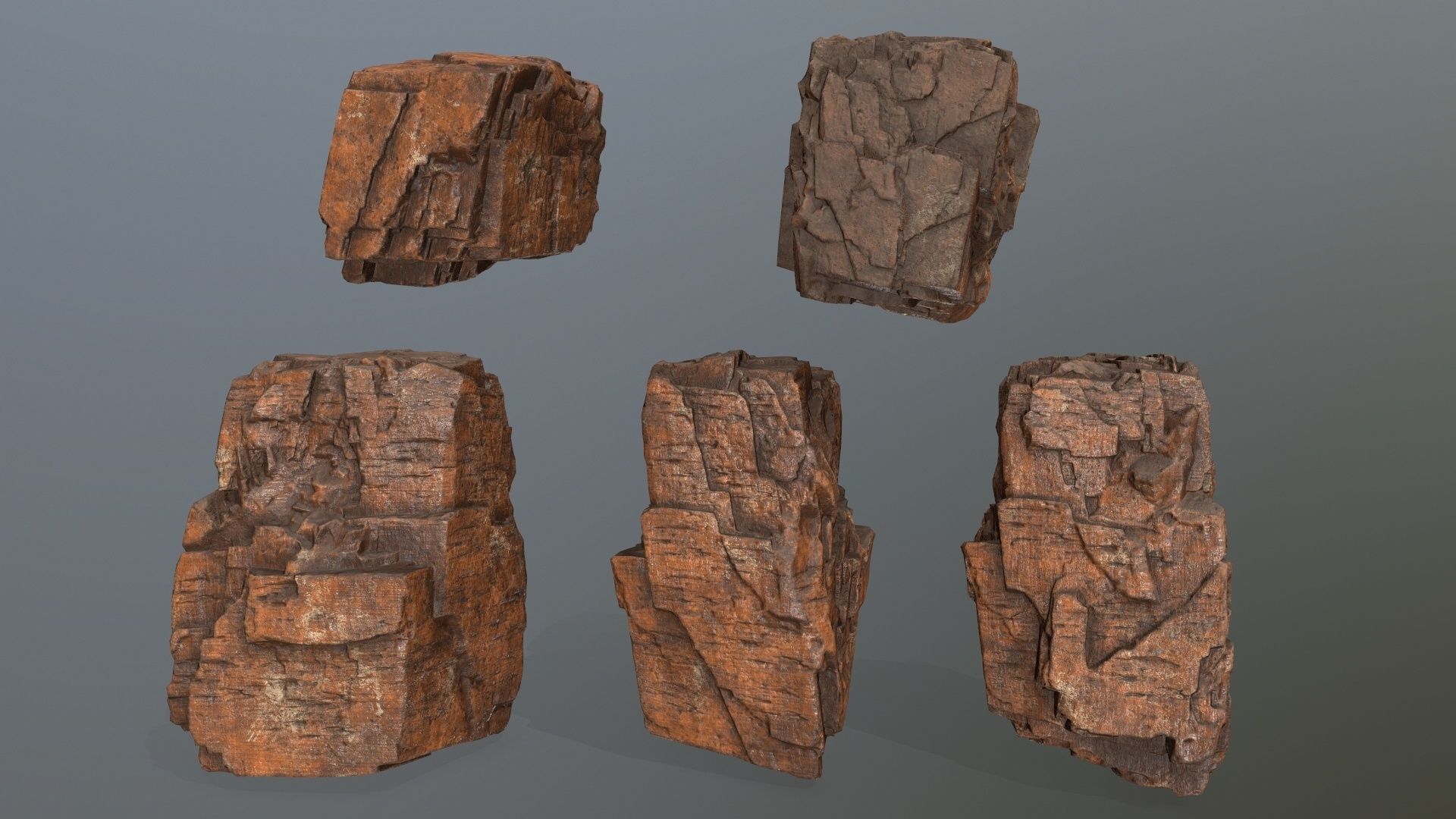desert rock set  Low-poly 3D model_6