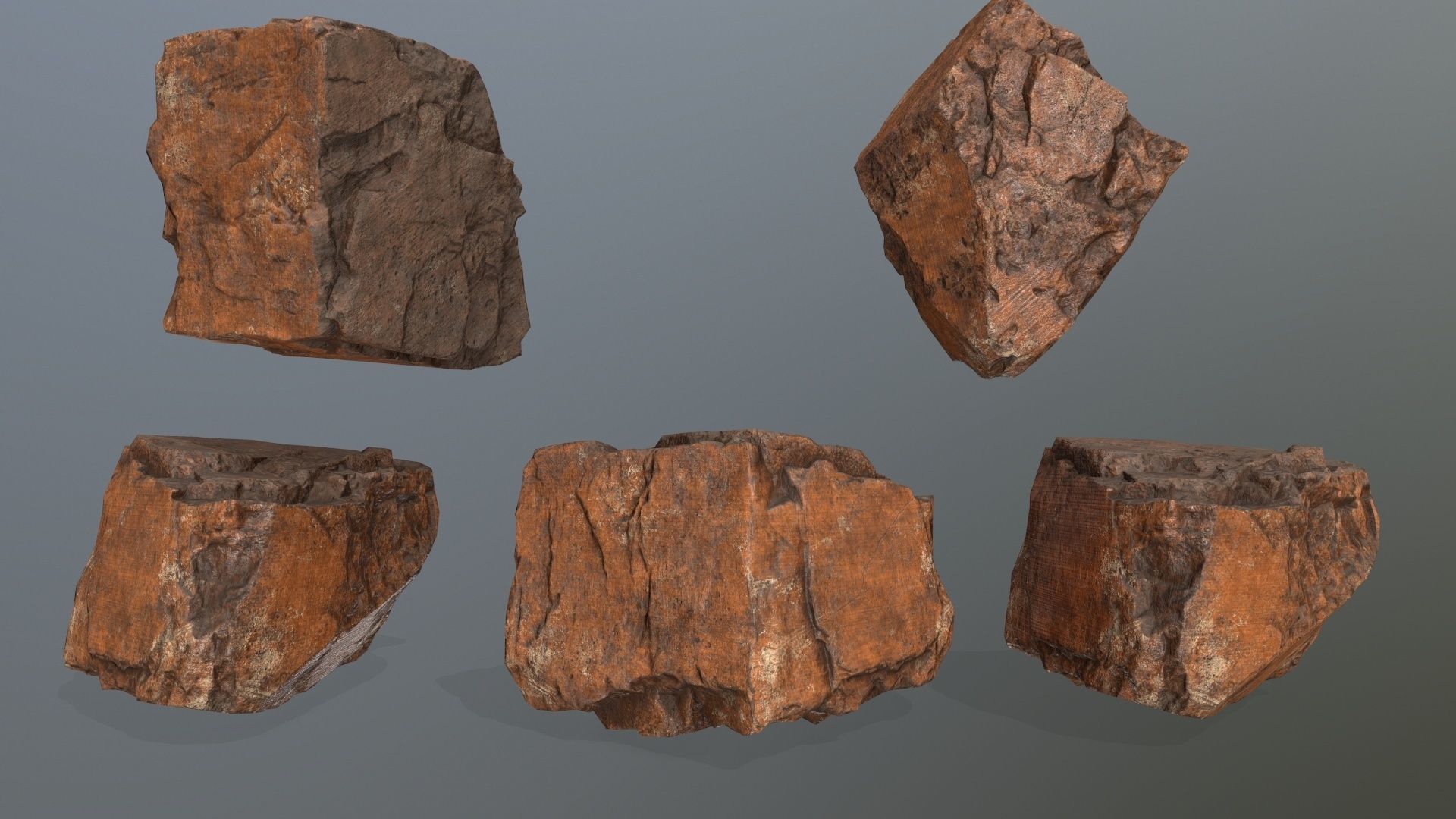 desert rock set  Low-poly 3D model_4