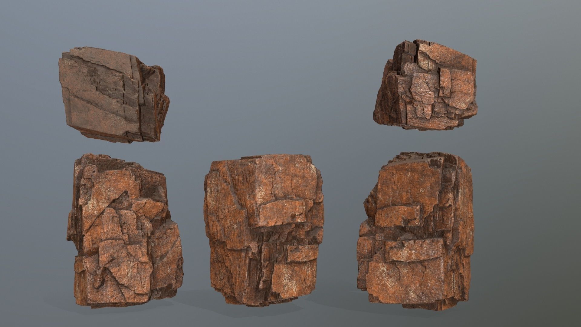 desert rock set  Low-poly 3D model_2