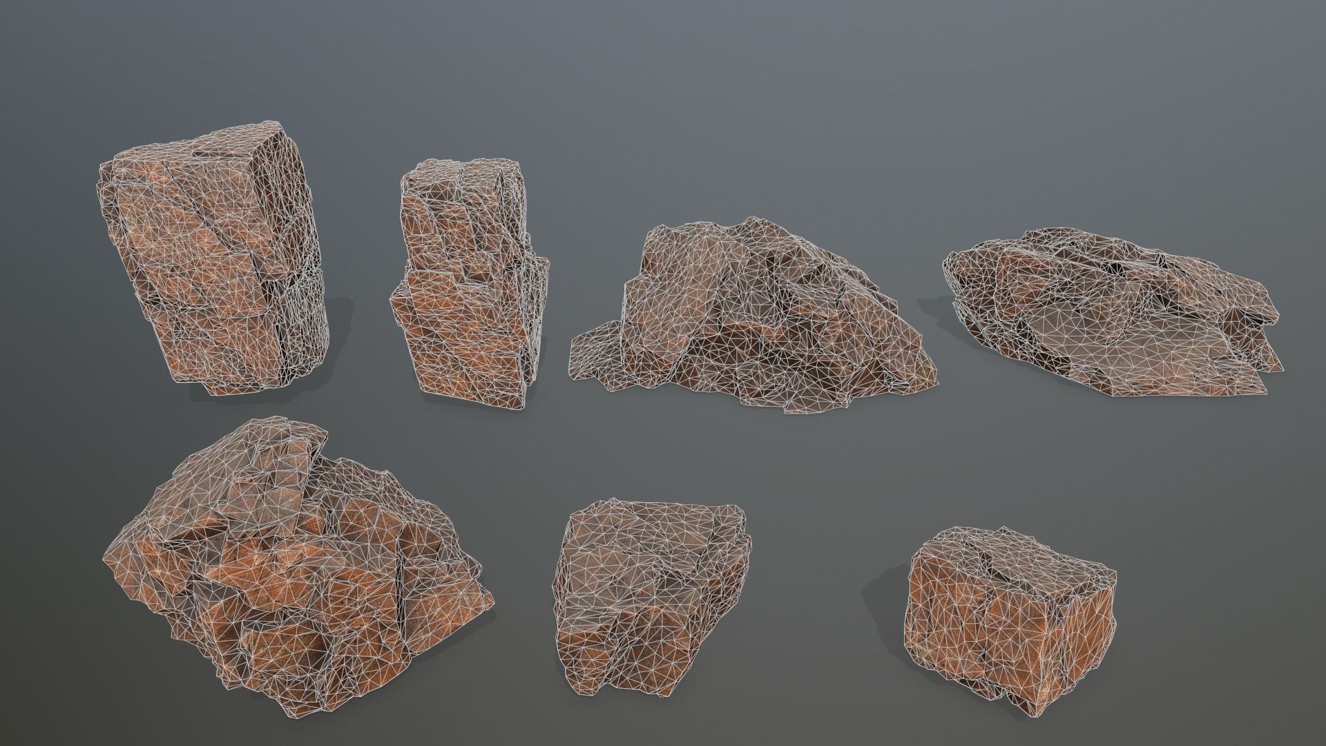 desert rock set  Low-poly 3D model_9