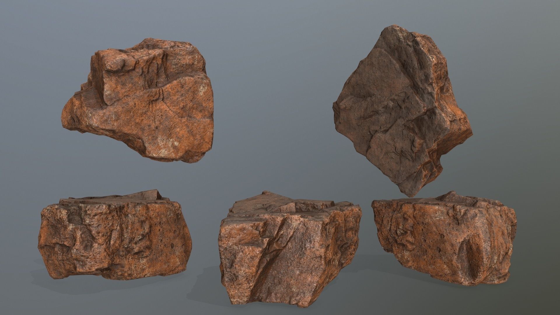 desert rock set  Low-poly 3D model_5