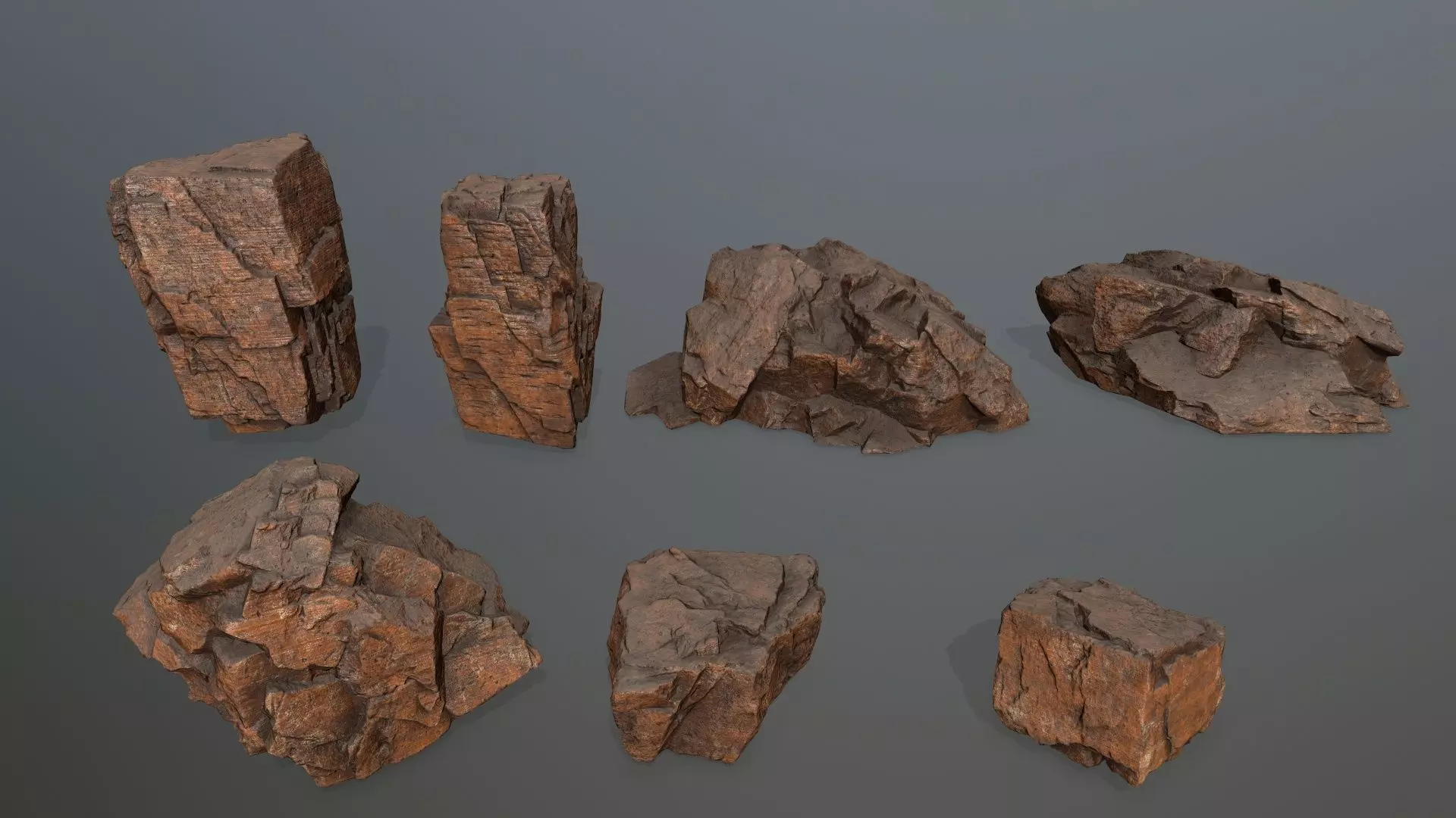 desert rock set  Low-poly 3D model_0