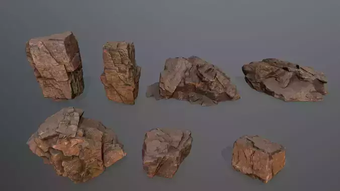 desert rock set  Low-poly 3D model