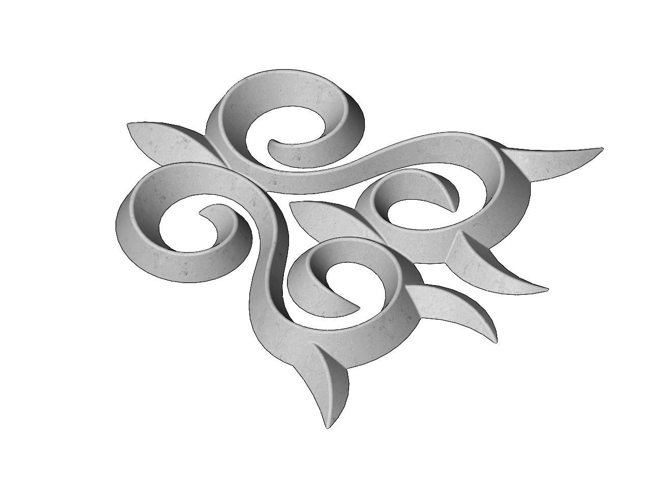 Floral decorative element relief 3D print model_6