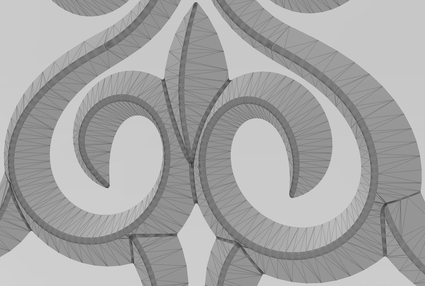 Floral decorative element relief 3D print model_10