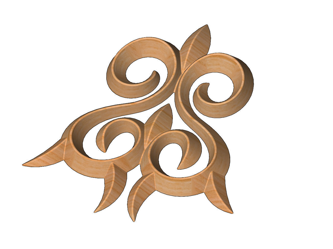 Floral decorative element relief 3D print model_3