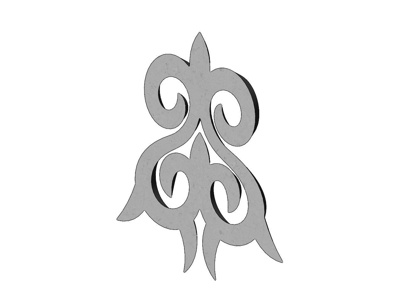 Floral decorative element relief 3D print model_8