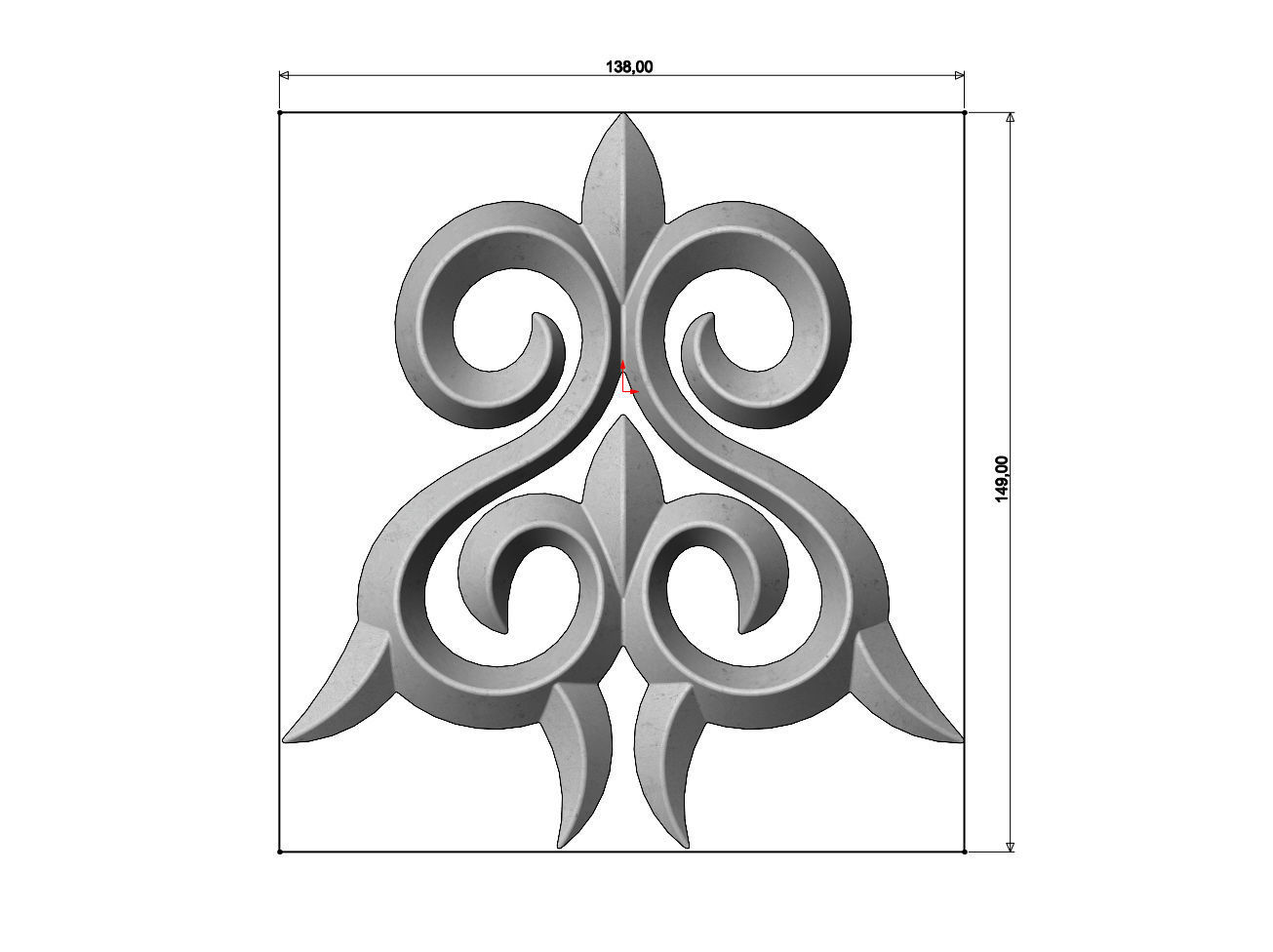 Floral decorative element relief 3D print model_4