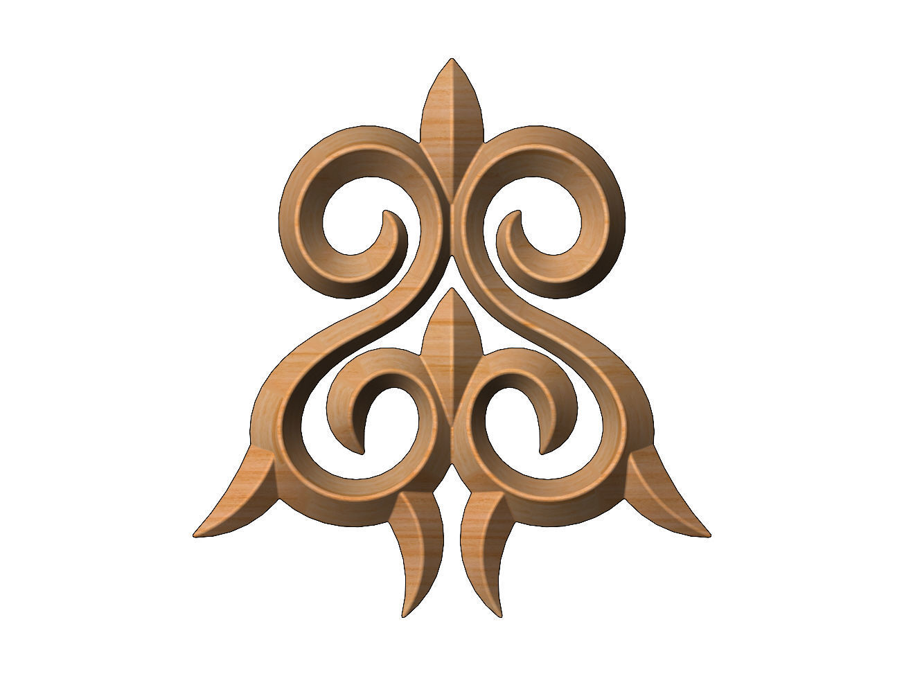 Floral decorative element relief 3D print model_2