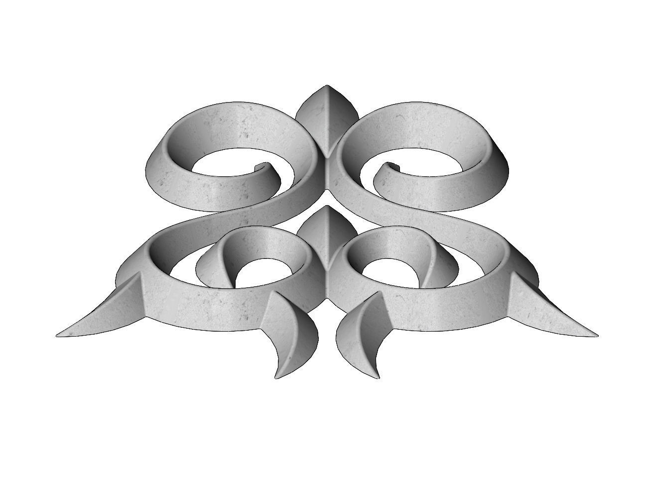 Floral decorative element relief 3D print model_7