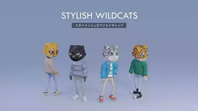 Low Poly Stylish Animal - Wildcat Pack Free low-poly 3D model