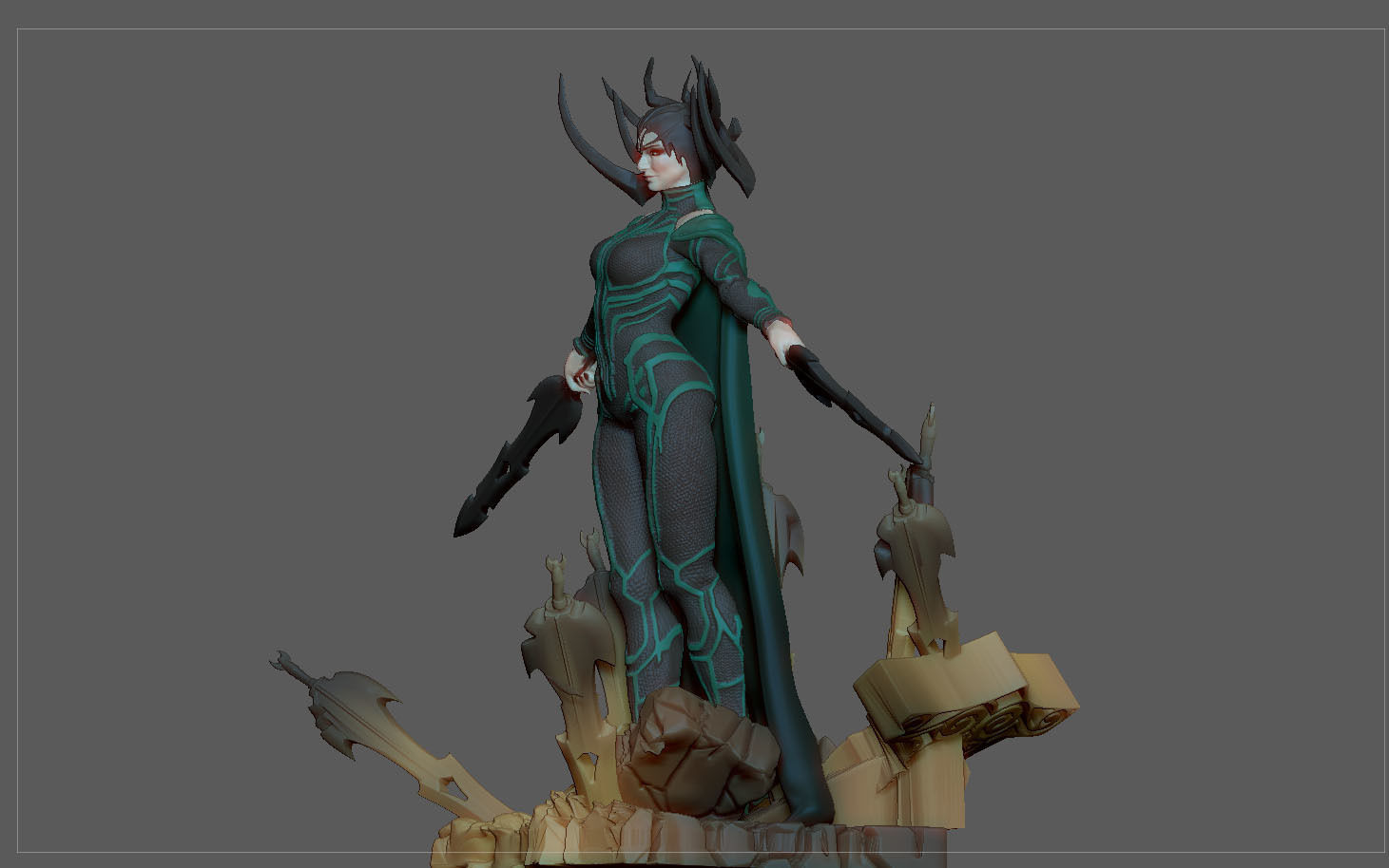 HELA THOR RAGNAROK MCU MARVEL STATUE FIGURINE 3D print model_13