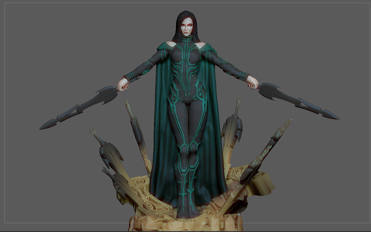 HELA THOR RAGNAROK MCU MARVEL STATUE FIGURINE 3D print model_1