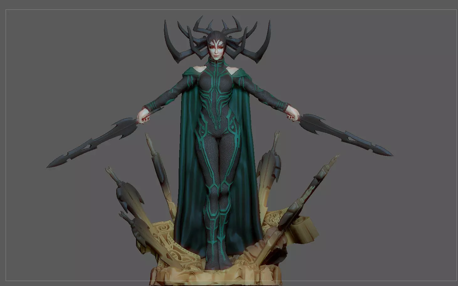HELA THOR RAGNAROK MCU MARVEL STATUE FIGURINE 3D print model_0