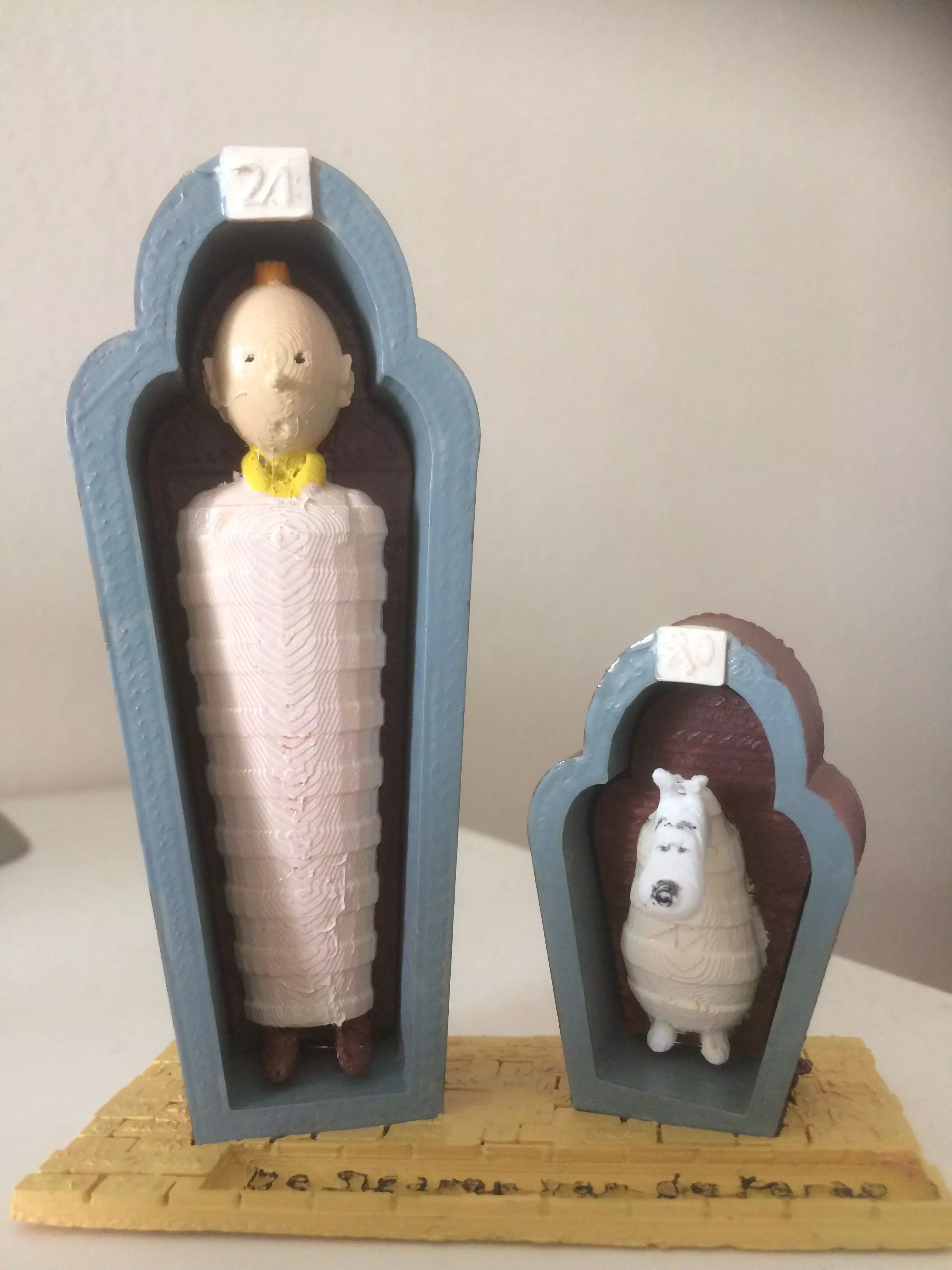 Tintin and Snowy in the sarcophagus 3D print model_0