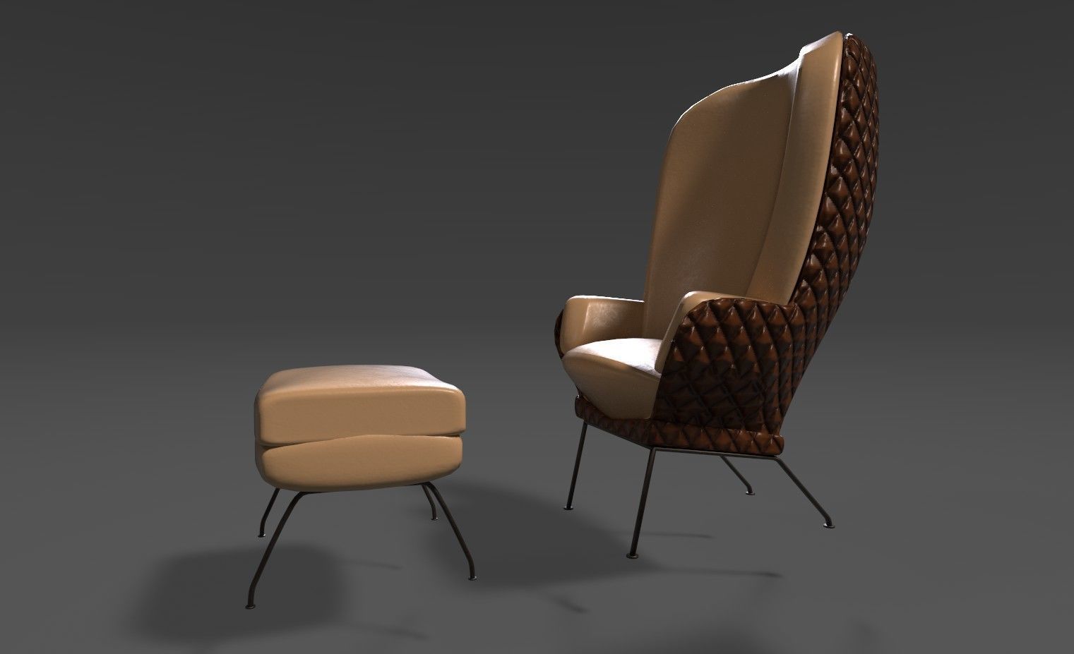 Design Armchair Capitonee Low-poly 3D model_1