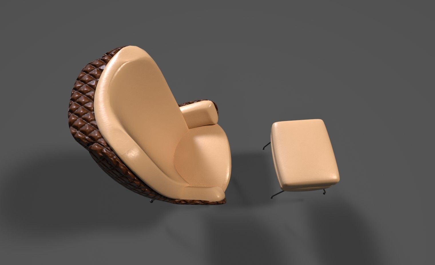 Design Armchair Capitonee Low-poly 3D model_3