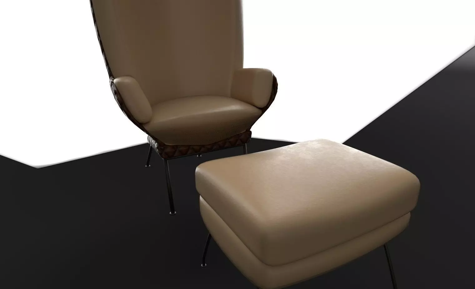 Design Armchair Capitonee Low-poly 3D model_0