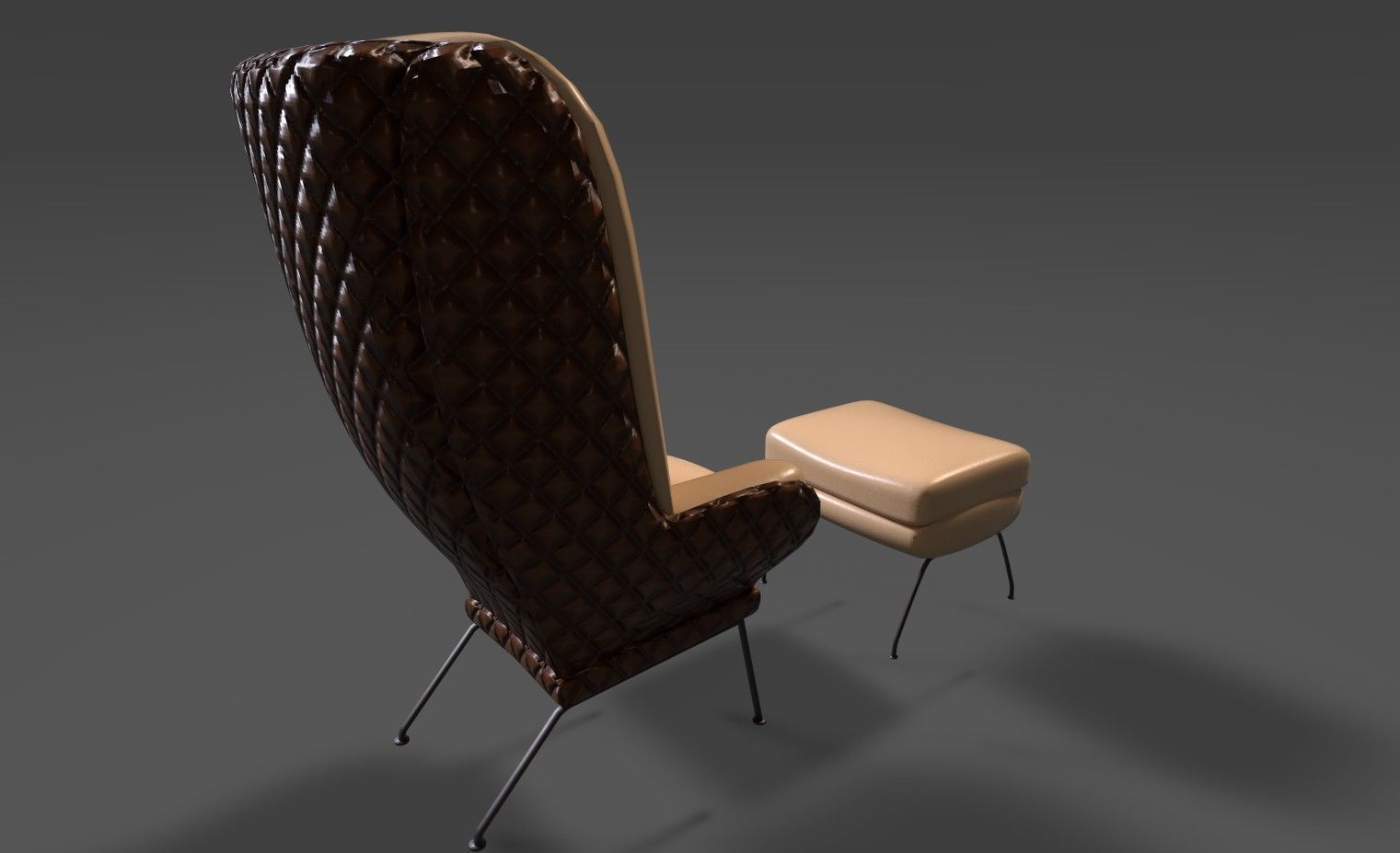 Design Armchair Capitonee Low-poly 3D model_2