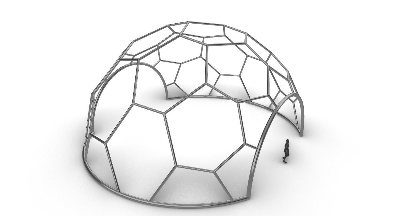 Hexagonal Dome with entry Geodesic Like Pattern 3D model_62