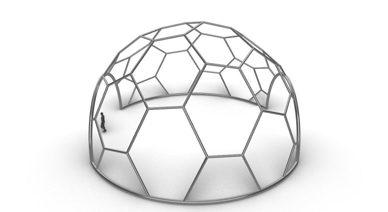 Hexagonal Dome with entry Geodesic Like Pattern 3D model_41