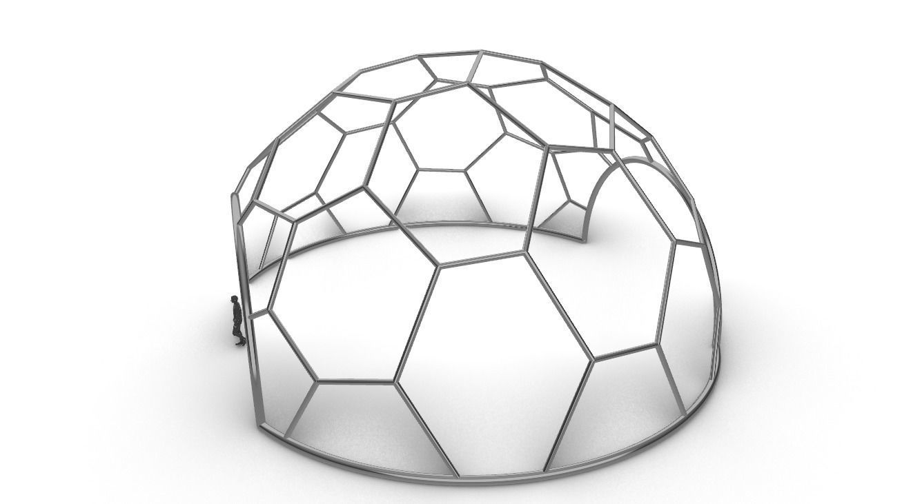 Hexagonal Dome with entry Geodesic Like Pattern 3D model_42