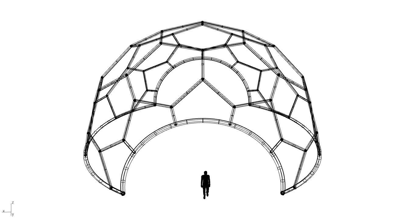 Hexagonal Dome with entry Geodesic Like Pattern 3D model_76