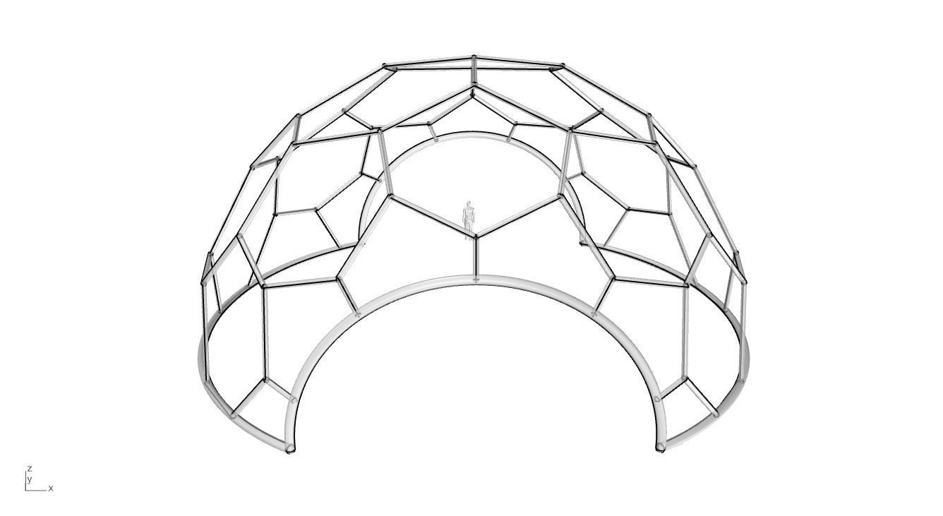 Hexagonal Dome with entry Geodesic Like Pattern 3D model_79