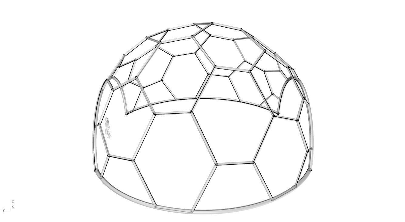 Hexagonal Dome with entry Geodesic Like Pattern 3D model_85