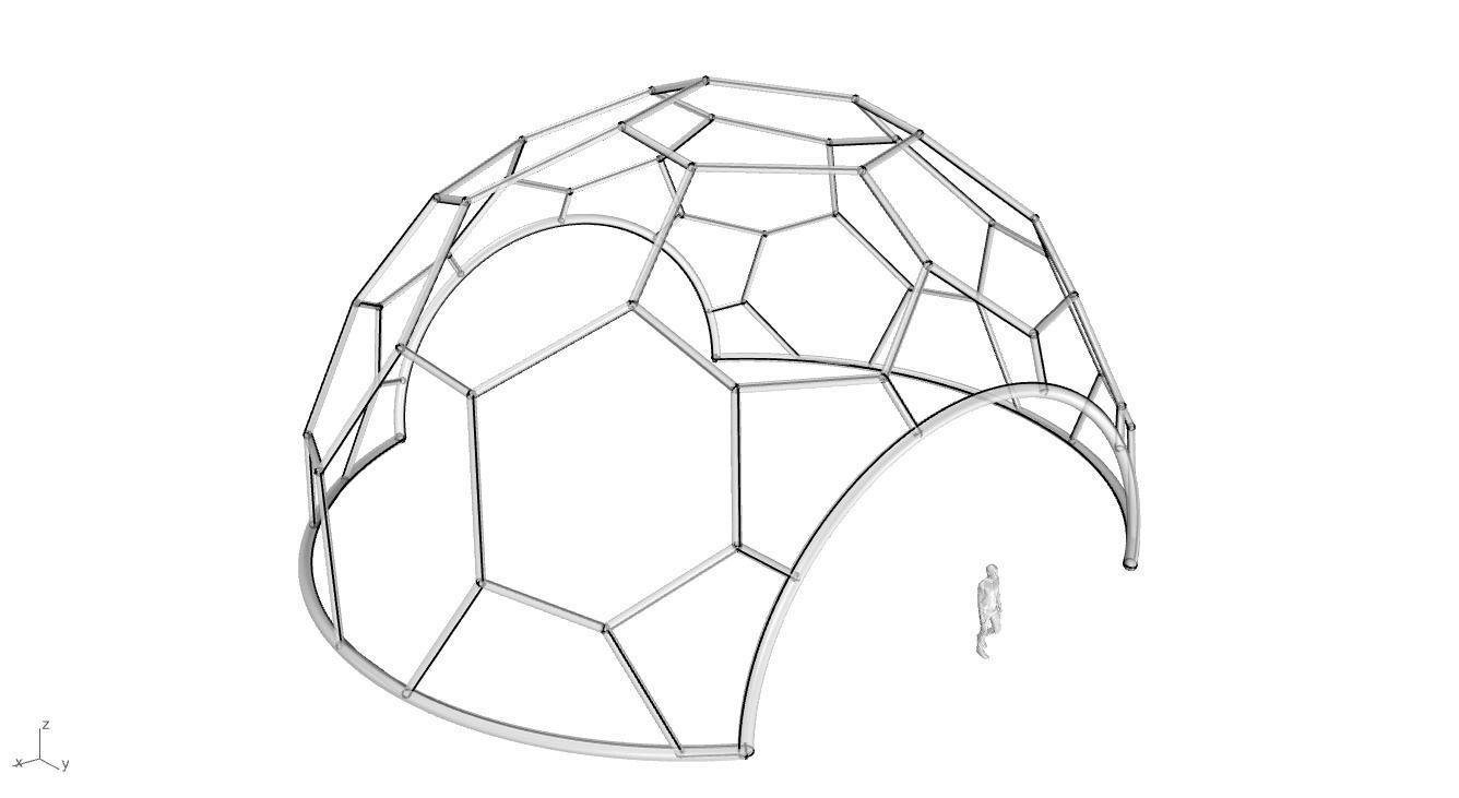 Hexagonal Dome with entry Geodesic Like Pattern 3D model_92