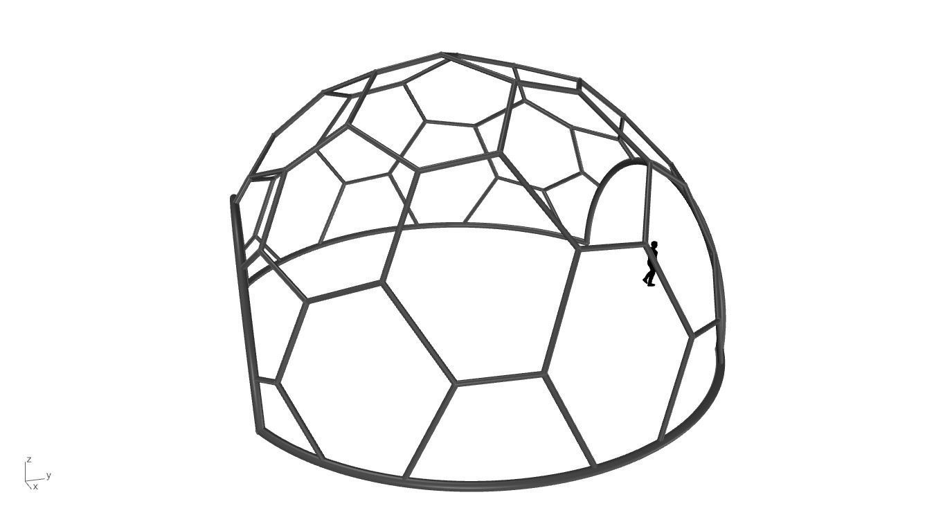 Hexagonal Dome with entry Geodesic Like Pattern 3D model_31